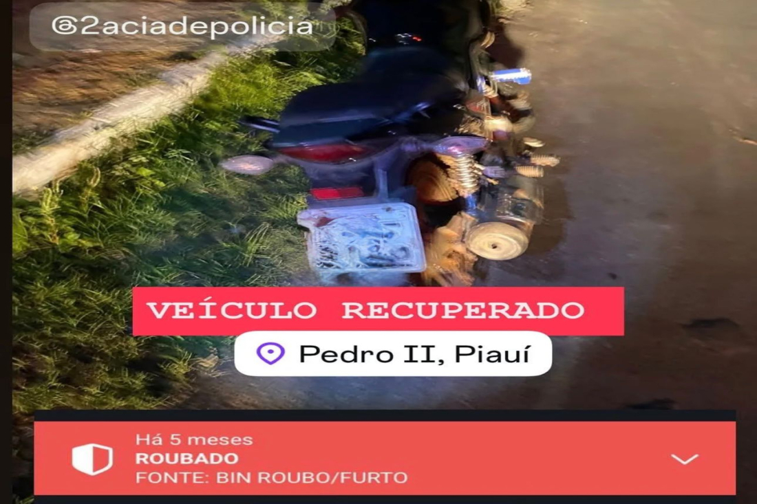 Havia sido furtado há cerca de 05 meses